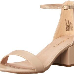 Women's Heeled Sandal Nude 8 Synthetic Buckle Ankle Strap Dress Shoe